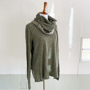 Free People beach cowl neck pullover sweatshirt one size fits most green